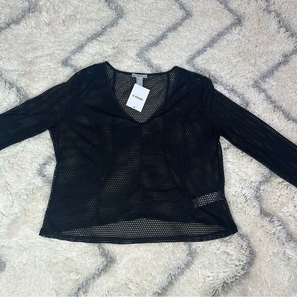Forever 21 Black Mesh Long Sleeve Blouse - Picture 5 of 8